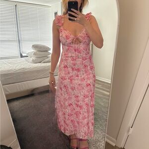 Floral Pink Sleeveless Dress